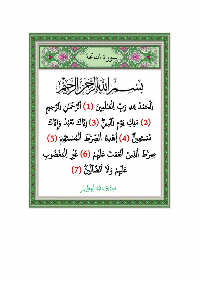 سورة الفاتحة:مفتاح القرآن وبداية الهداية